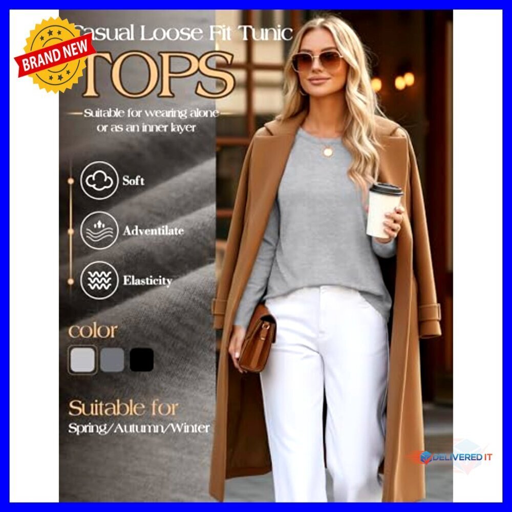 3 Pack Long Sleeve T-Shirts, Raglan Sleeve, Loose Fit, Side Split Hem - Picture 2 of 7